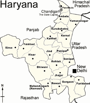 Map of Haryana and its districts